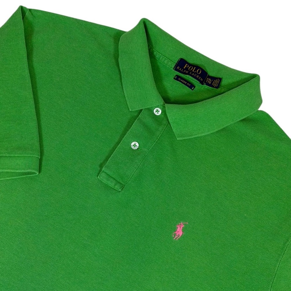 Polo Ralph Lauren Men's XXL Classic Fit Green Short Sleeve Polo Pink Pony Logo